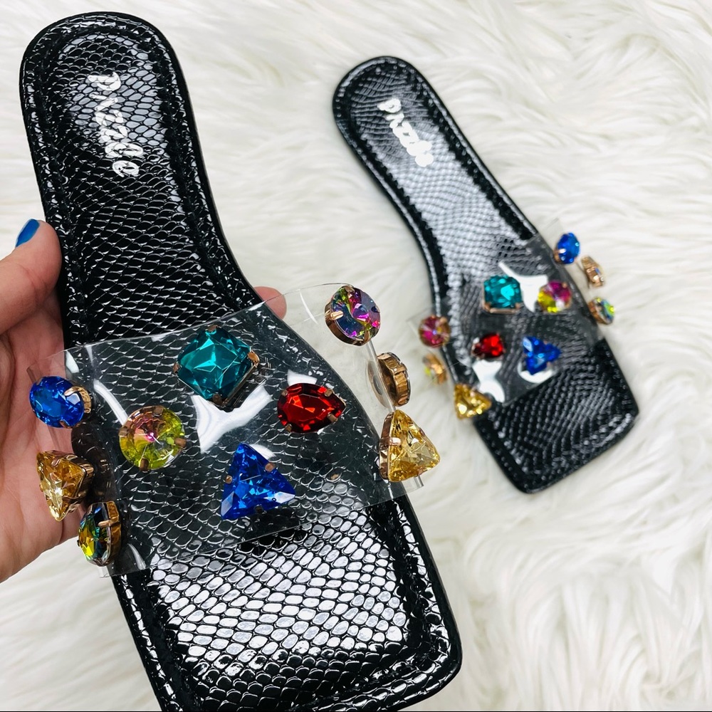 Black clear gem sandal - Picture 3 of 7